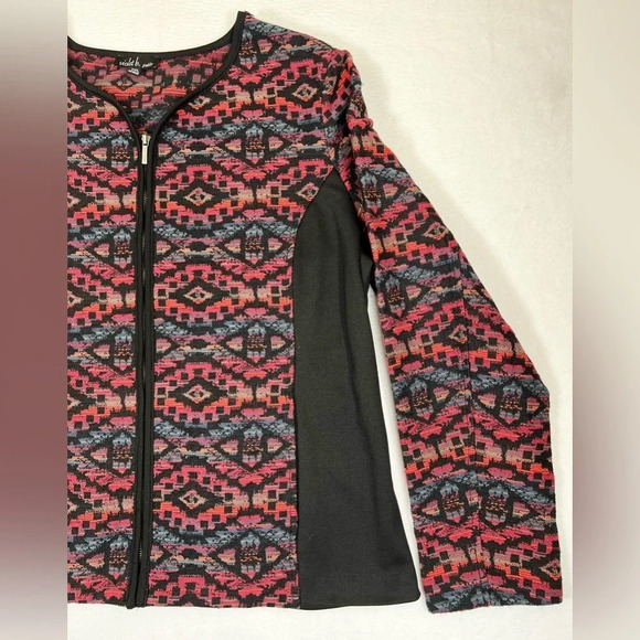 VIOLET B PETITE Long Sleeve Full Zip Aztec Embroidered Geometric Sweater‎ PXL - Picture 3 of 14